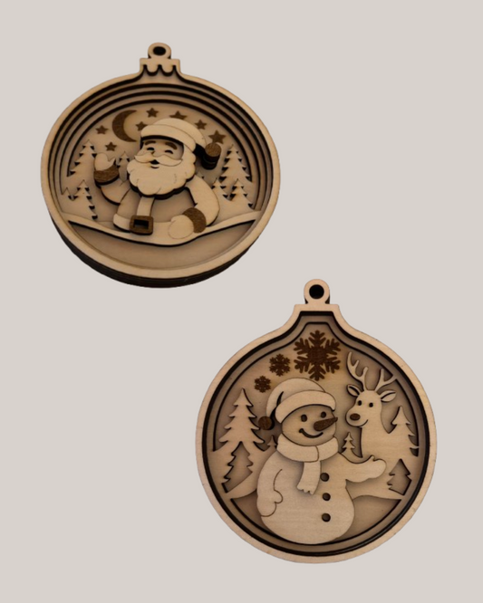 Lot Boules de Noël Père Noël & Bonhomme de Neige