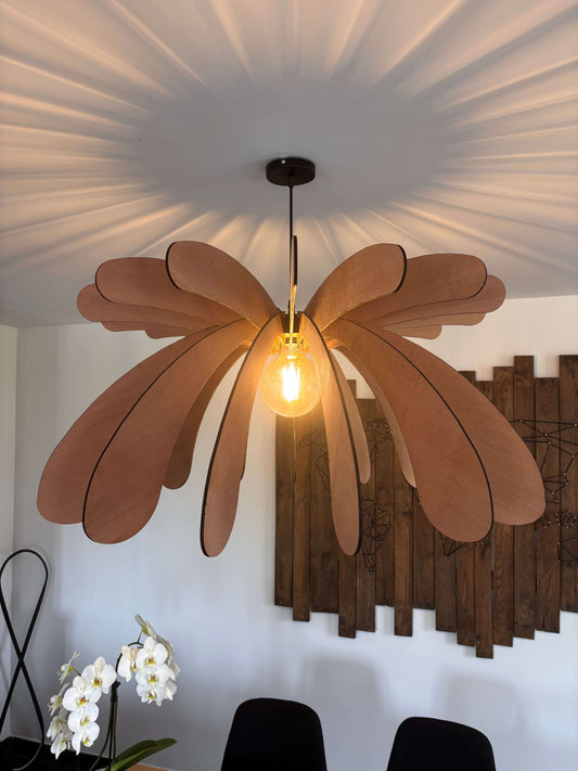 Lustre en bois floral - Éclairage naturel et élégant