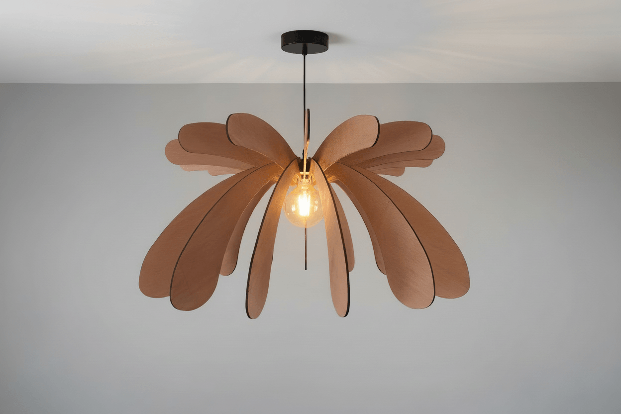 Lustre Fleur en Bois – Luminaire Artisanal