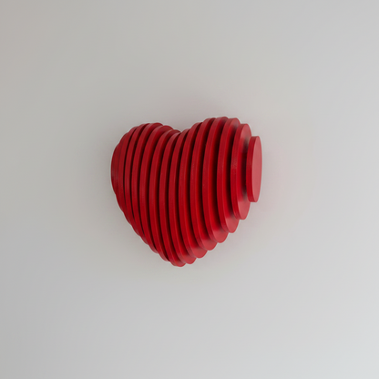 Sculpture Murale en Bois en forme de cœur paramétrique, en bois rouge, ajoutant une touche artistique au décor.