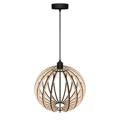 Lustre Sphère en Bois – Luminaire Artisanal